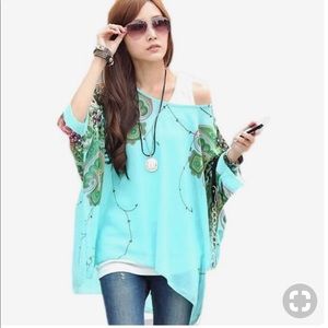 NWOT Floral batwing top/Bikini Cover